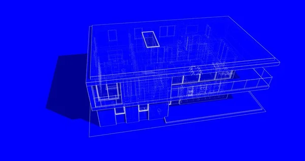 建筑施工规划的三维建筑图解设计 — 图库照片