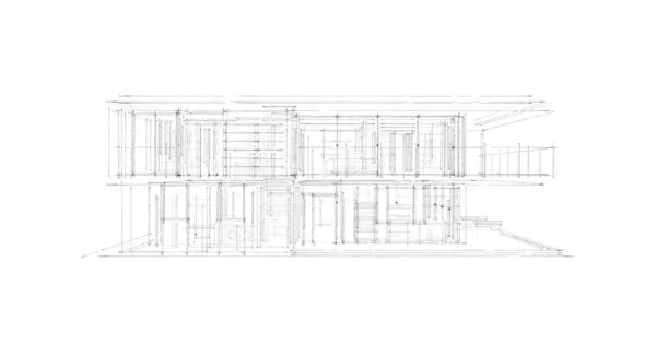 建筑施工规划的三维建筑图解设计 — 图库照片