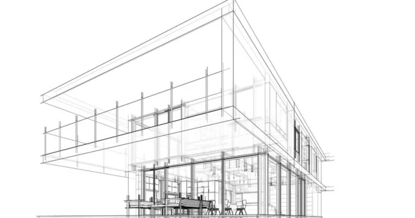 建筑施工规划的三维建筑图解设计 — 图库照片