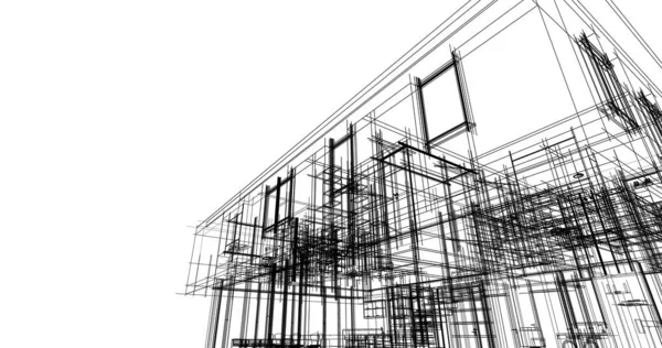 Architektura Ilustracja Projekt Planu Budowy Budynku — Zdjęcie stockowe