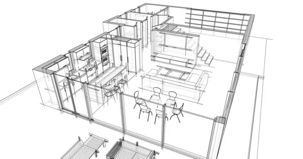 Architecture Illustration Conception Plan Construction Bâtiment — Photo