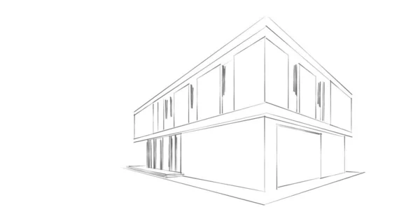 Desain Ilustrasi Arsitektur Dari Rencana Konstruksi Bangunan — Stok Foto
