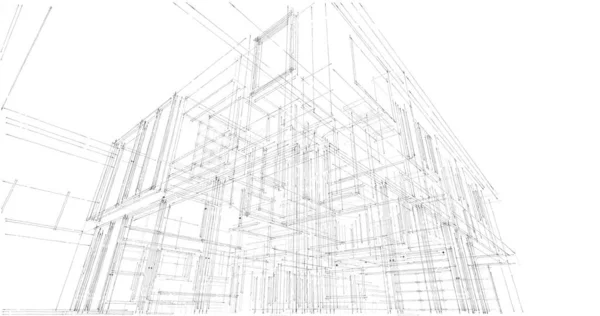 建筑施工规划的三维建筑图解设计 — 图库照片