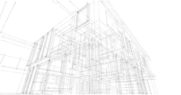 Projeto Ilustração Arquitetura Plano Construção Edifício — Fotografia de Stock