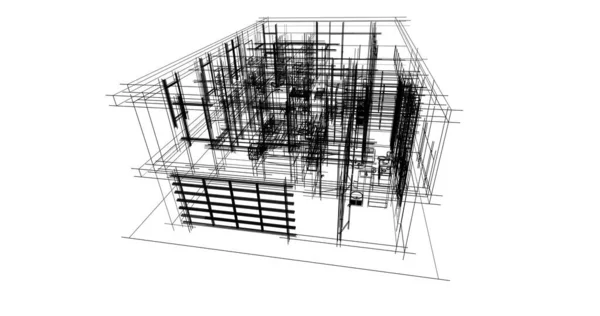 Projeto Ilustração Arquitetura Plano Construção Edifício — Fotografia de Stock