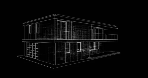 建筑施工规划的三维建筑图解设计 — 图库照片