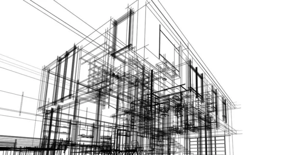 Építészet Illusztráció Tervezése Épület Építési Terv — Stock Fotó
