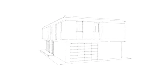 建筑施工规划的三维建筑图解设计 — 图库照片