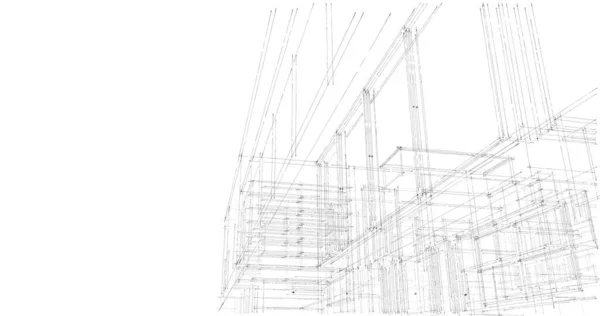 建筑施工规划的三维建筑图解设计 — 图库照片