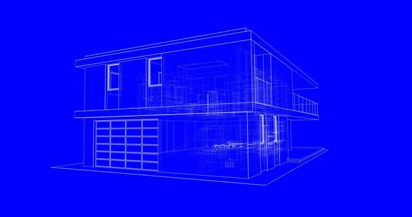 Architektura Ilustracja Projekt Planu Budowy Budynku — Zdjęcie stockowe