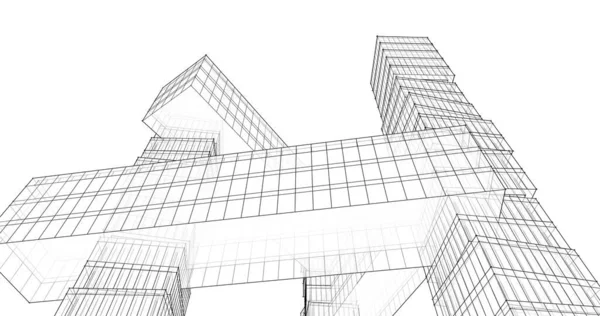 建筑艺术概念中的抽象绘图线 最小几何形状 — 图库照片