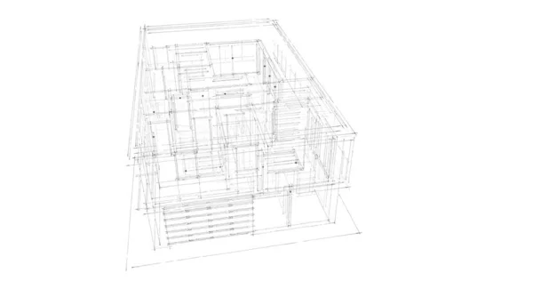 建筑施工规划的三维建筑图解设计 — 图库照片