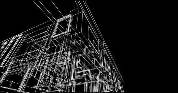 建筑施工规划的三维建筑图解设计 — 图库照片