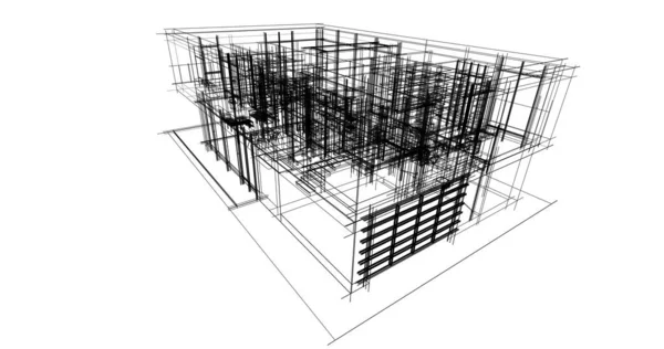 建筑施工规划的三维建筑图解设计 — 图库照片