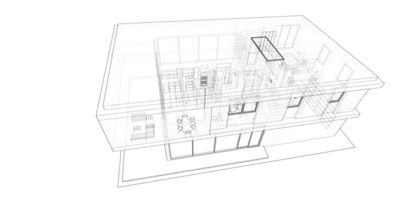 建築計画の3D建築イラストデザイン — ストック写真