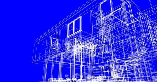 Diseño Ilustración Arquitectura Del Plan Construcción Edificios —  Fotos de Stock