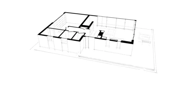 建筑施工规划的三维建筑图解设计 — 图库照片