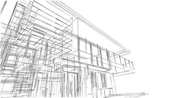 3D architecture illustration design of building construction plan