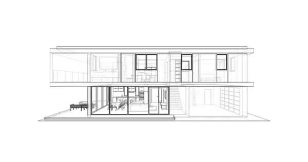 建筑施工规划的三维建筑图解设计 — 图库照片