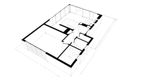 建筑施工规划的三维建筑图解设计 — 图库照片