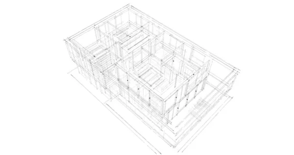 Architectuur Illustratie Ontwerp Van Bouwplan — Stockfoto