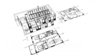 minimal 3d mimari şekillerde hareket etmek