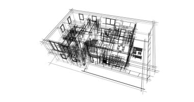 İnşaat planının 3B mimari tasarımı
