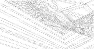 Mimari sanat konseptinde soyut çizgiler, minimum geometrik şekiller. 