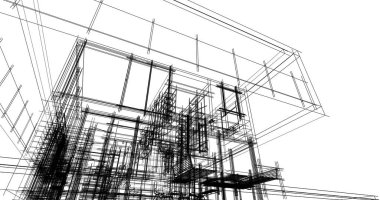 İnşaat planının 3B mimari tasarımı