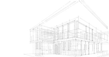 İnşaat planının 3B mimari tasarımı