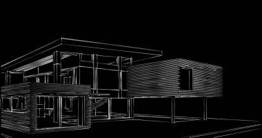 Mimari sanat konseptinde soyut çizgiler, minimum geometrik şekiller. 