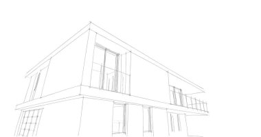 İnşaat planının 3B mimari tasarımı