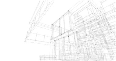 İnşaat planının 3B mimari tasarımı