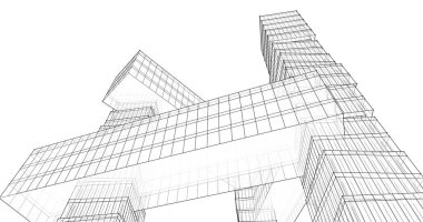 Mimari sanat konseptinde soyut çizgiler, minimum geometrik şekiller. 