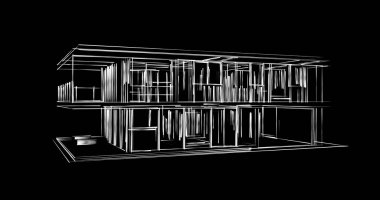 İnşaat planının 3B mimari tasarımı