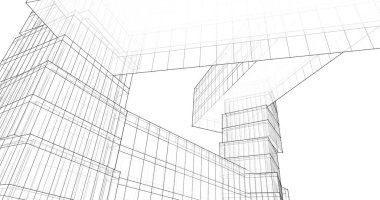 Mimari sanat konseptinde soyut çizgiler, minimum geometrik şekiller. 