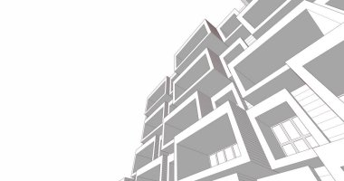 Mimari sanat konseptinde soyut çizgiler, minimum geometrik şekiller. 