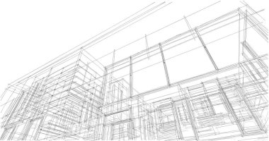 İnşaat planının 3B mimari tasarımı