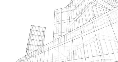 Mimari sanat konseptinde soyut çizgiler, minimum geometrik şekiller. 