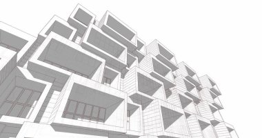 Mimari sanat konseptinde soyut çizgiler, minimum geometrik şekiller. 