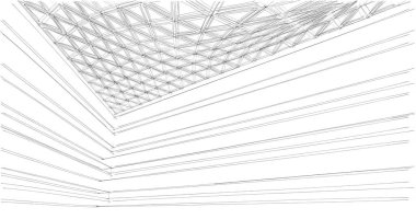 Mimari sanat konseptinde soyut çizgiler, minimum geometrik şekiller. 