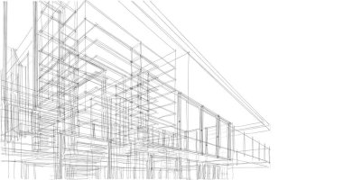 İnşaat planının 3B mimari tasarımı