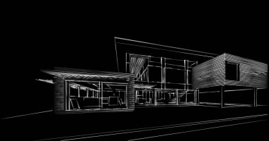 Mimari sanat konseptinde soyut çizgiler, minimum geometrik şekiller. 