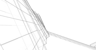 Mimari sanat konseptinde soyut çizgiler, minimum geometrik şekiller. 