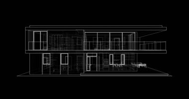 İnşaat planının 3B mimari tasarımı