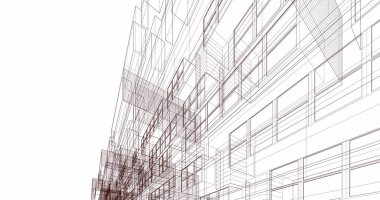 Mimari sanat konseptinde soyut çizgiler, minimum geometrik şekiller. 