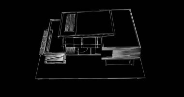 Mimari sanat konseptinde soyut çizgiler, minimum geometrik şekiller. 