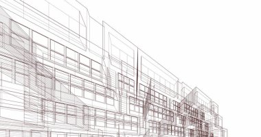 Mimari sanat konseptinde soyut çizgiler, minimum geometrik şekiller. 