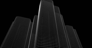 Mimari sanat konseptinde soyut çizgiler, minimum geometrik şekiller. 