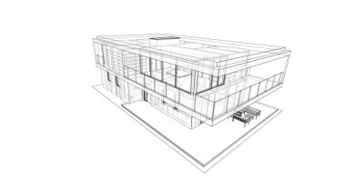 İnşaat planının 3B mimari tasarımı